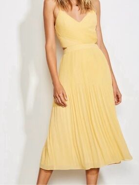 ALI & JAY for the Gram chiffon yellow pleated midi dress